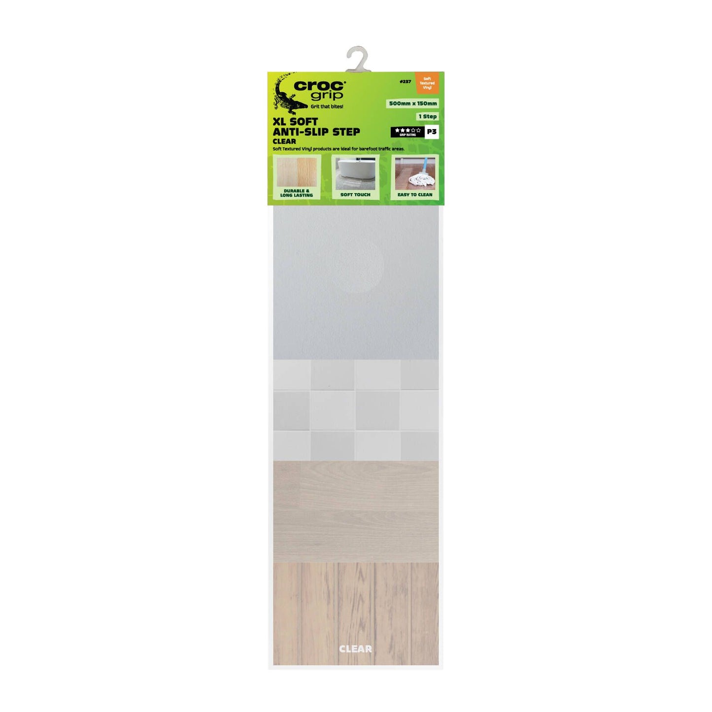 Croc Grip Clear Soft Textured Step - 500mm x 150mm