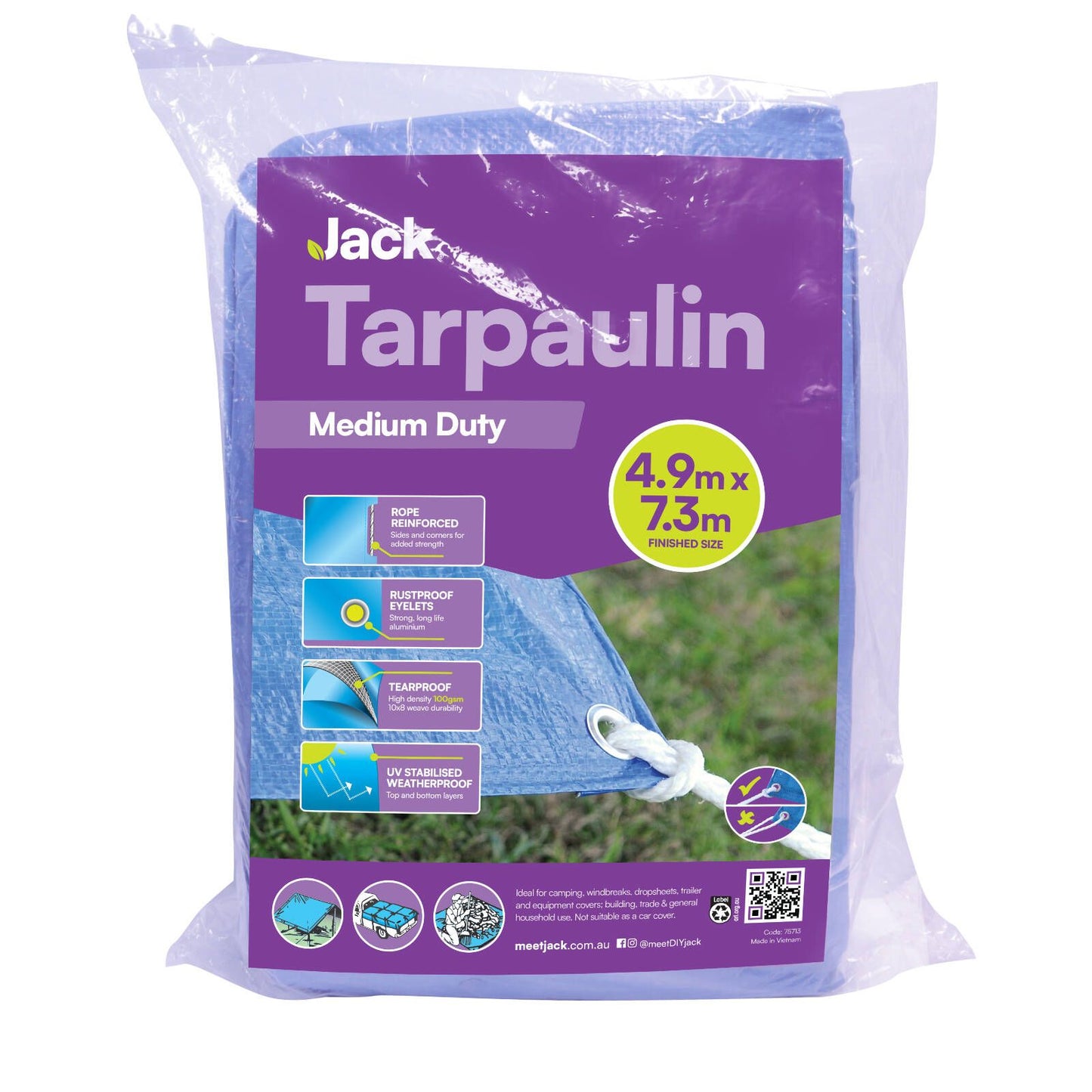 Jack Medium Duty Tarpaulin - 4.9 x 7.3m