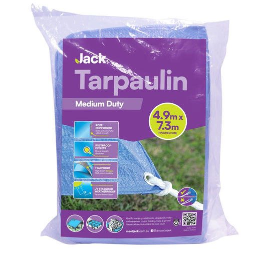 Jack Medium Duty Tarpaulin - 4.9 x 7.3m