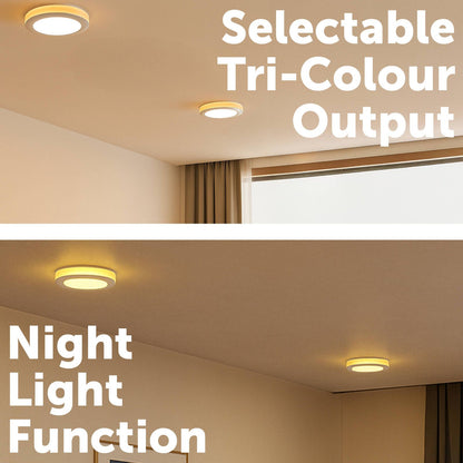 Arlec Tri-Colour Dimmable LED Downlight - 8W - 110mm - White