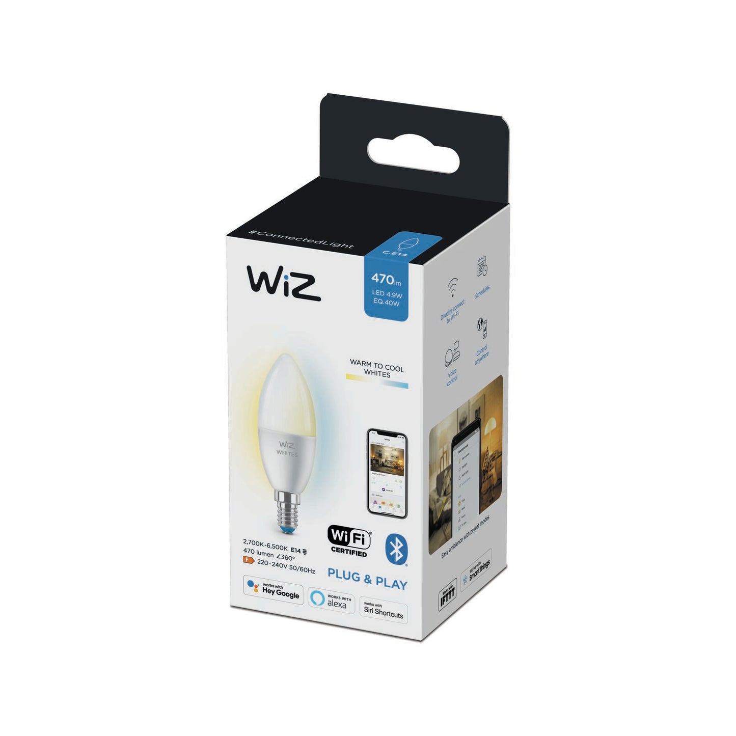 WIZ P45 E14 Smart Candle - 470Lm - Tuneable White - 4.9W