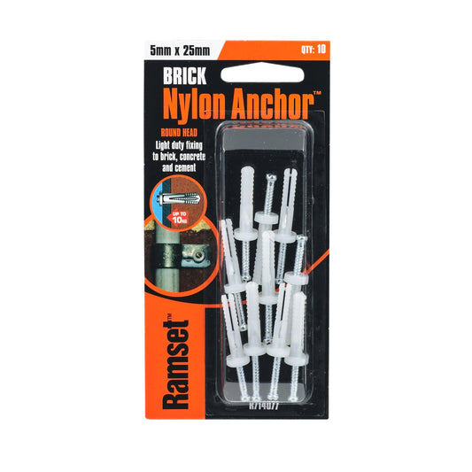 Ramset Nylon Anchor - 5 x 25mm - 10 Pack
