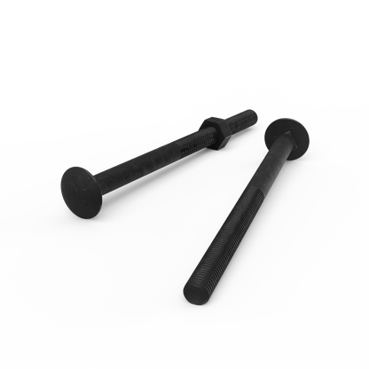 Zenith M10 x 150mm Hot Dipped Galvanised Black Cup Head Bolts & Nuts - 2 Pack