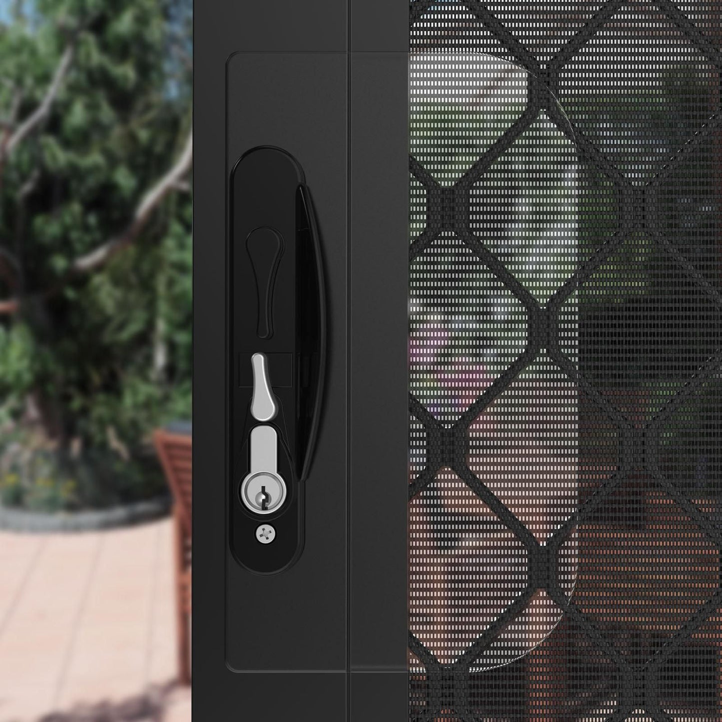 Rolltrak Black Sliding Screen Door Lock - 45mm