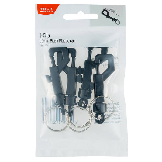 Taskmaster J Clip - 70mm - Black - 4 Pack