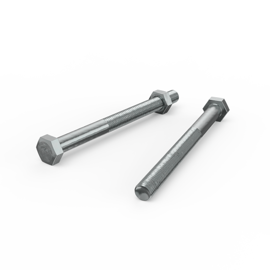 Zenith Zinc Plated Hex Head Bolts & Nuts M10 x 125mm - 25 Pack