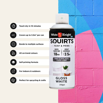 White Knight Squirts Gloss White Spray Paint - 310g