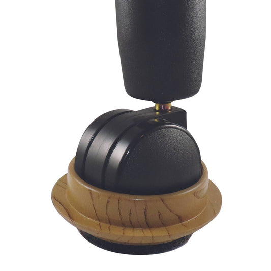 Surface Gard Dark Wood Effect Felt Base Round Castor Cups 44mm 4 Pack