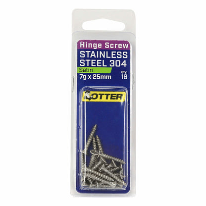Otter Satin Stainless Steel Hinge Screws - 7 x 25mm - 16 Pack