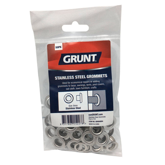 Grunt Stainless Steel Grommets - 8mm - 50 Pack
