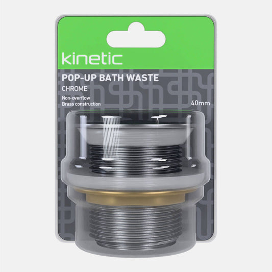 Kinetic 40mm Chrome Non Overflow Pop Up Bath Waste