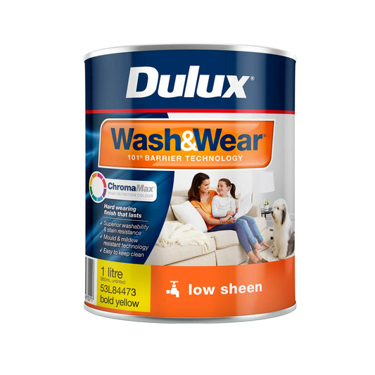 Dulux Interior Paint Wash Wear Low Sheen - 1L - Bold Yellow