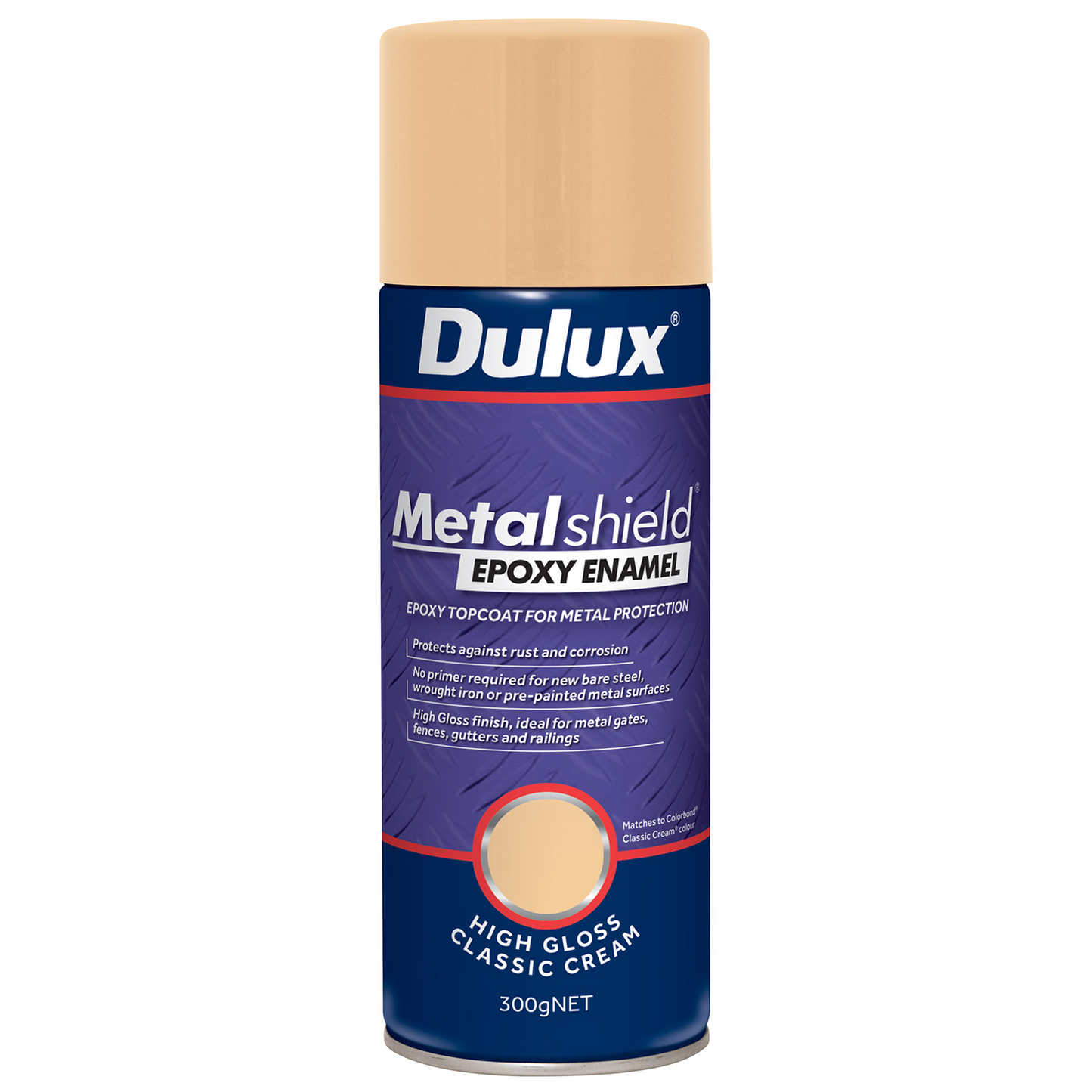 Dulux Metalshield Epoxy Enamel Gloss Spray Paint - 300g - Classic Cream