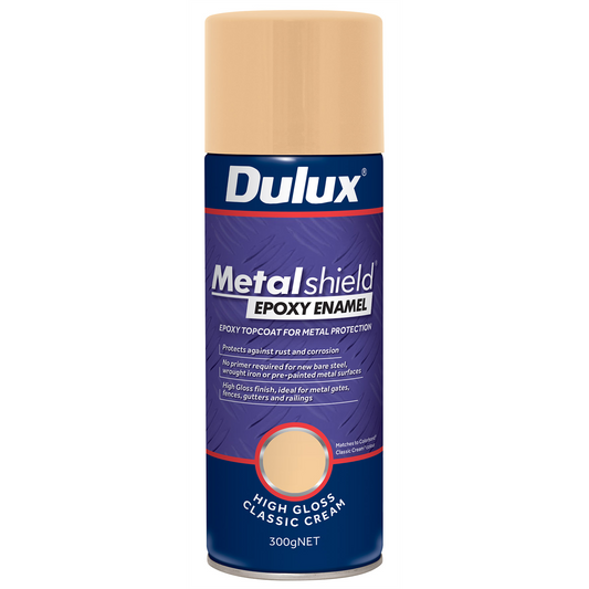 Dulux Metalshield Epoxy Enamel Gloss Spray Paint - 300g - Classic Cream