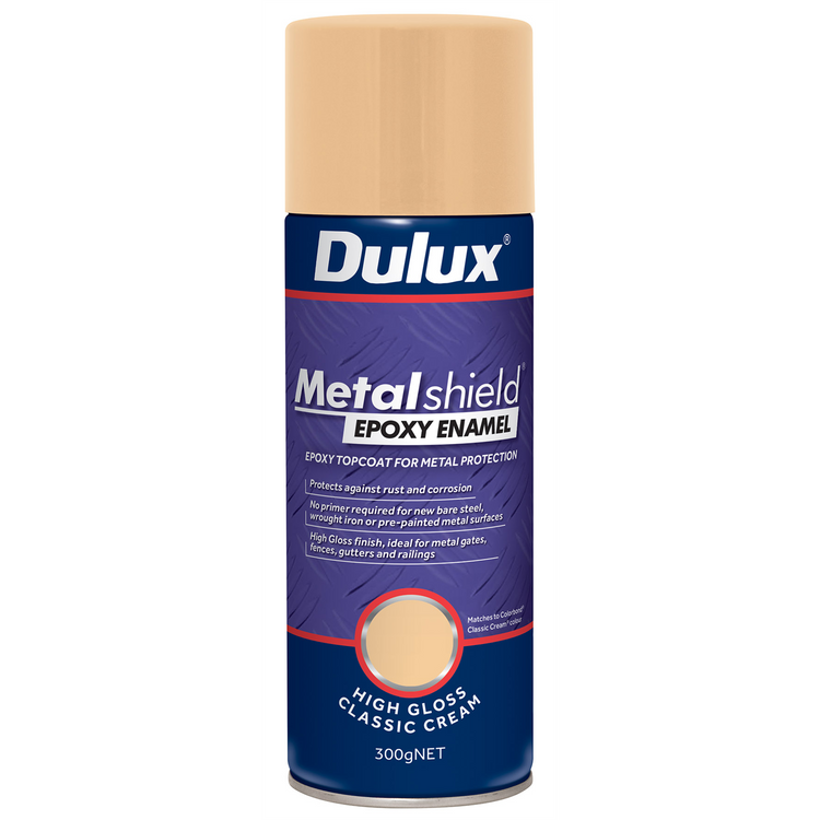 Dulux Metalshield Epoxy Enamel Gloss Spray Paint - 300g - Classic Cream