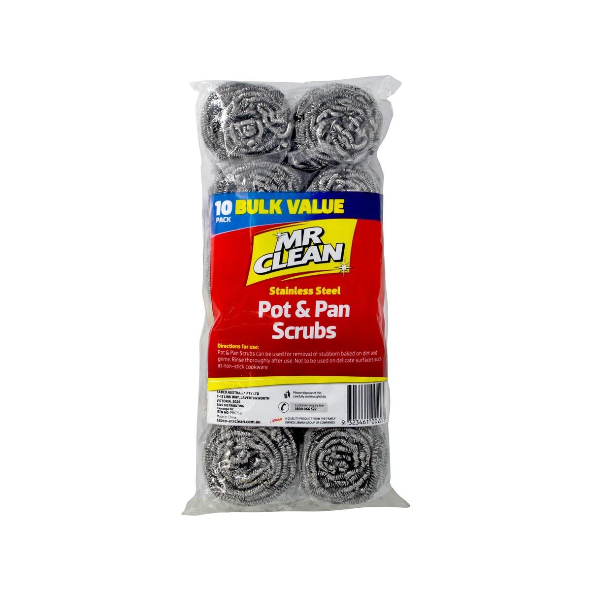 Mr Clean Stainless Steel Pot and Pan Scrubs - 10PK