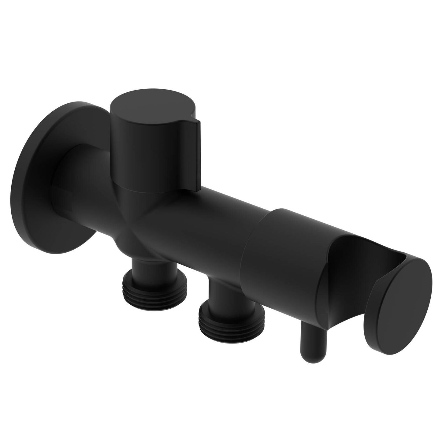 Evekare Dual Outlet Bidet Spray Holder & Shut Off Valve - Matte Black