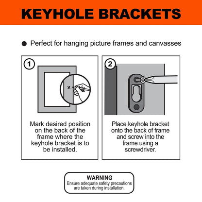 Everhang Picture Hanging Keyhole Plate - 10kg - Zinc Plated - 8 Pack
