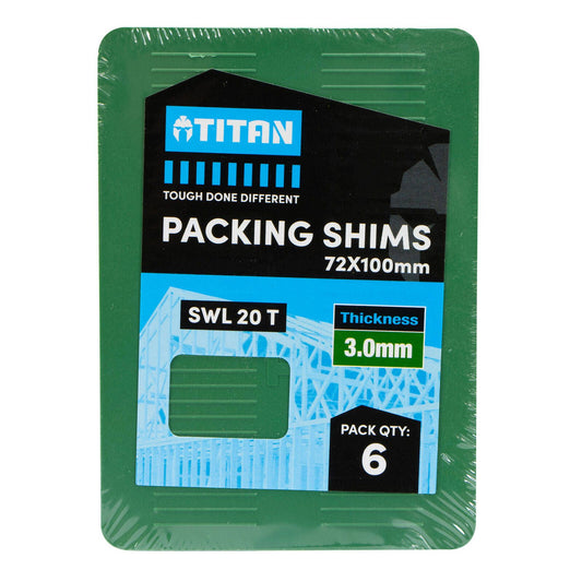 Titan Green Shim Packing - 3 x 72 x 100mm - 6 Piece