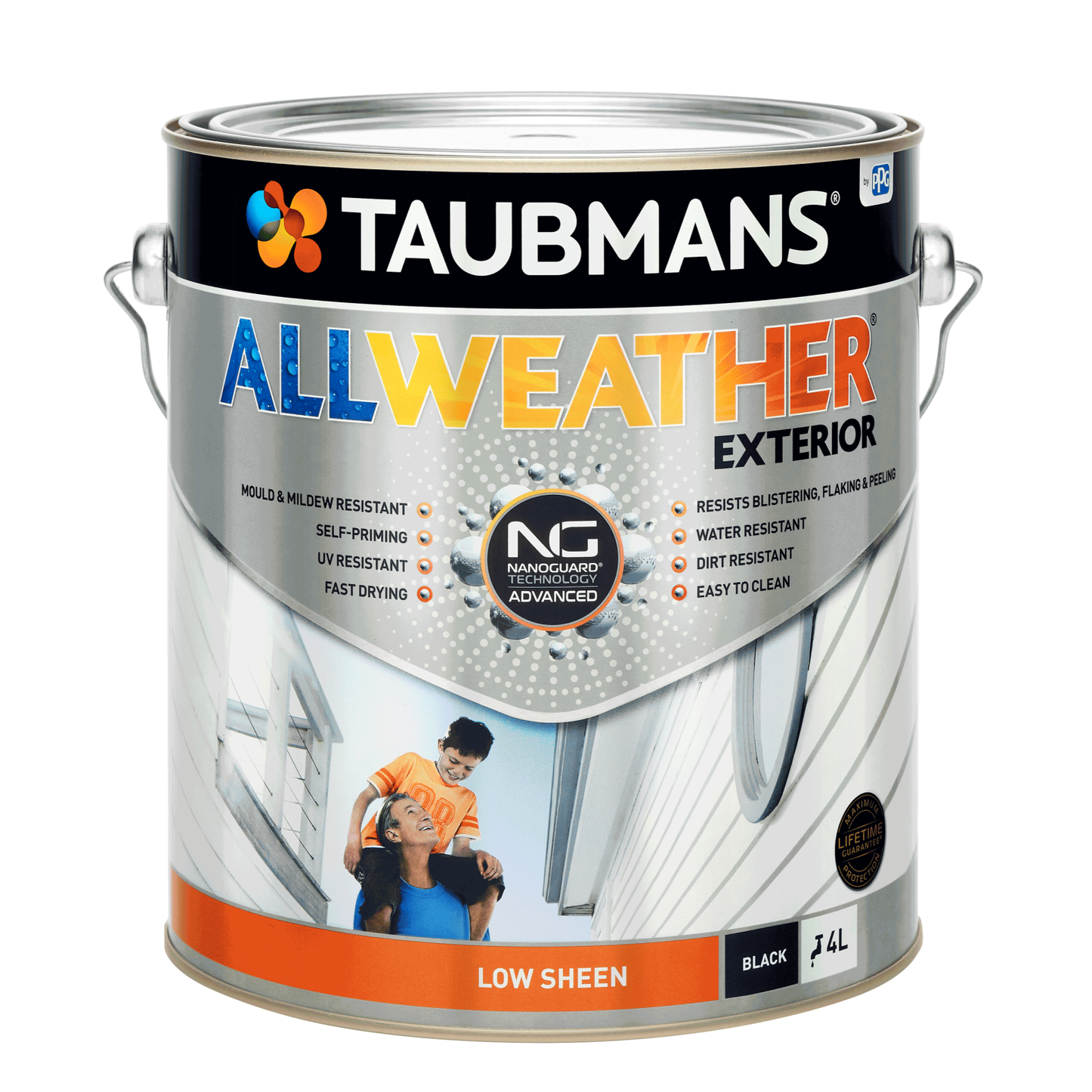 Taubmans All Weather Exterior Paint - 4L - Black - Low Sheen