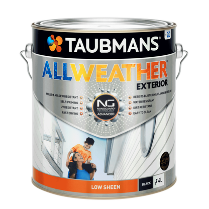 Taubmans All Weather Exterior Paint - 4L - Black - Low Sheen