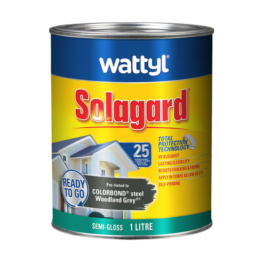 Wattyl Solagard Exterior Paint - 1L - Woodland Grey - Semi Gloss