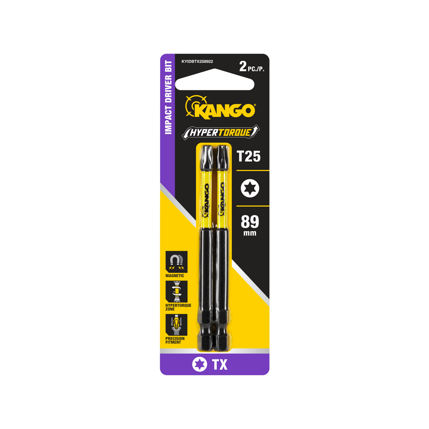 Kango Hypertorque Impact Driver Bit - TX25 - 89mm - 2 Pack