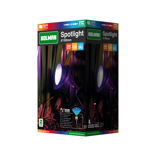 Holman RGB Colour Spotlight - Dia 100mm - Matte Black - 10W - Waterproof - Dimmable