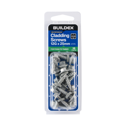 Buildex Cladding Screws - 12g x 25mm - 15 Pack