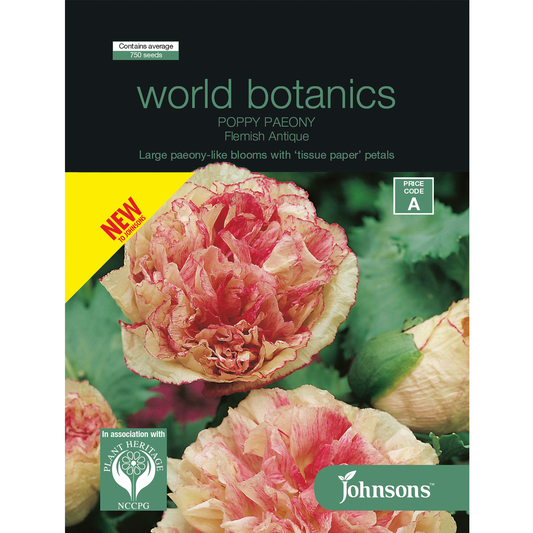 Johnsons World Botanics Poppy Paeony 750 Seed Pack
