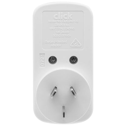 Click Vertical Double Adaptor Surge Protector - 2 Socket - 90 x 40mm