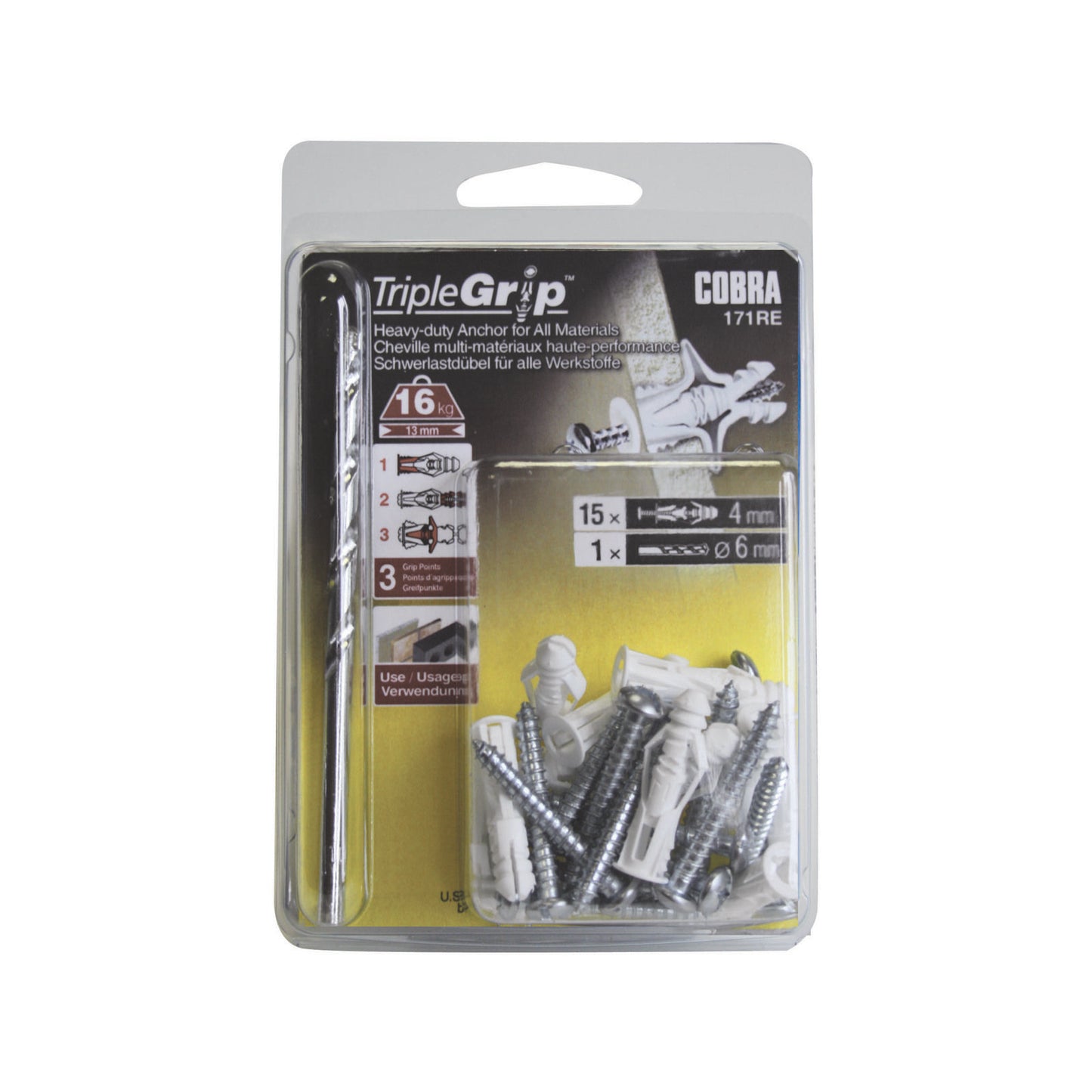 Cobra Triple Grip Heavy Duty Anchor Screws - 4.0mm - 15 Pack