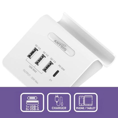Antsig 20W Compact USB Charger - 4 Ports