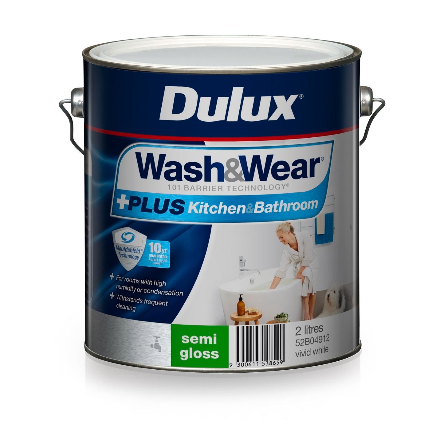 Dulux Interior Paint Wash Wear Plus - 2L - Vivid White Semi Gloss