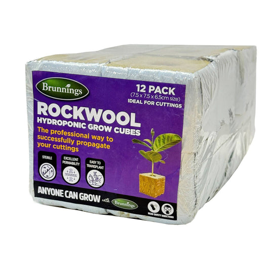 Hydroponic Rockwool Grow Cubes - 75 x 75 x 65mm - 12 Pack