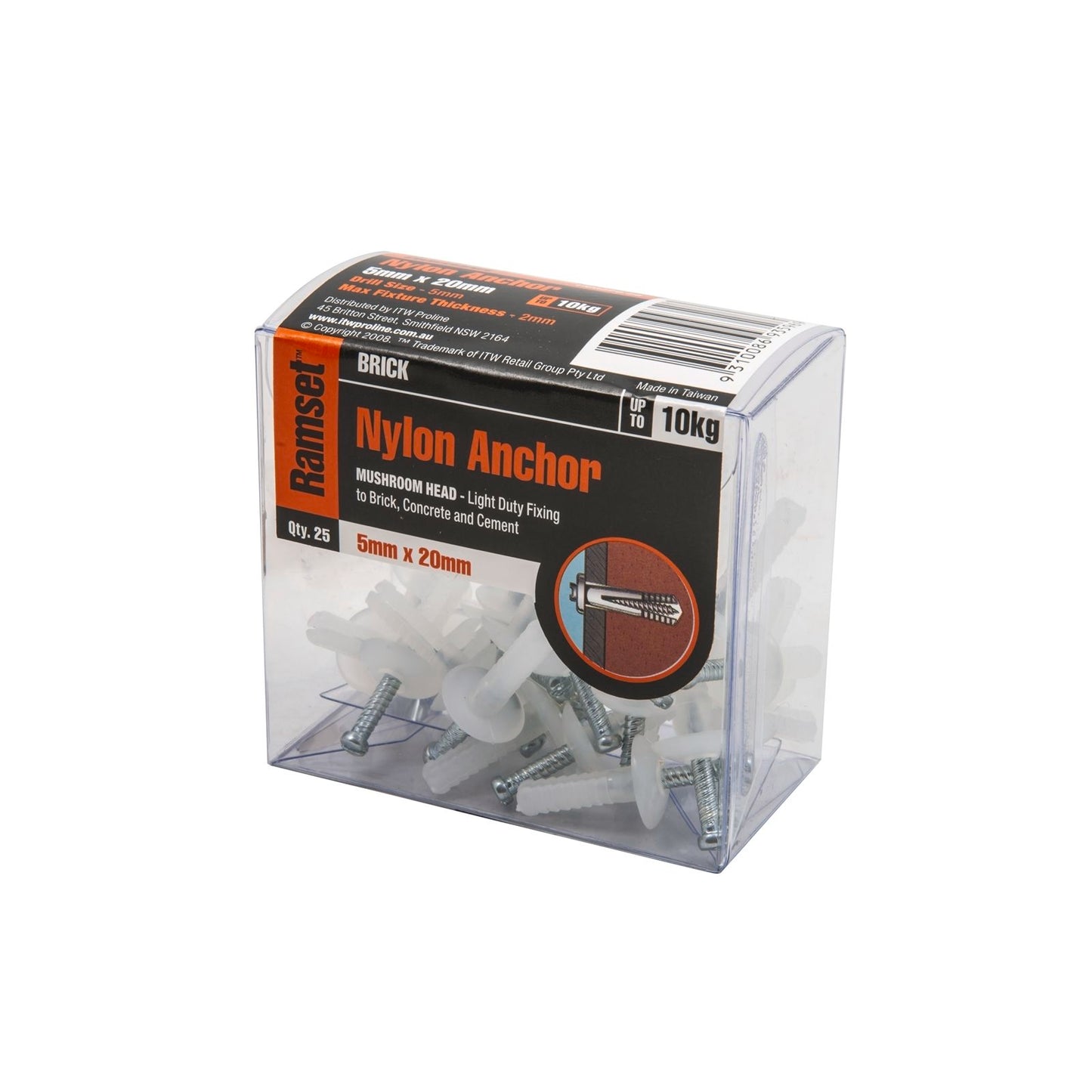 Ramset Nylon Anchor - 5 x 20mm - 25 Pack