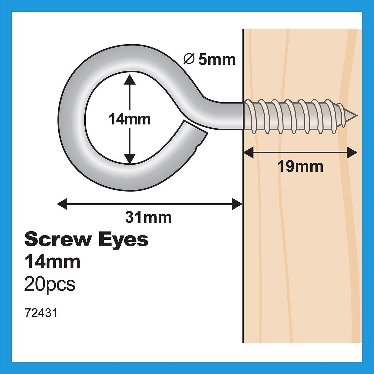 Everhang Screw Eye Hooks - 14mm - 20 Pack