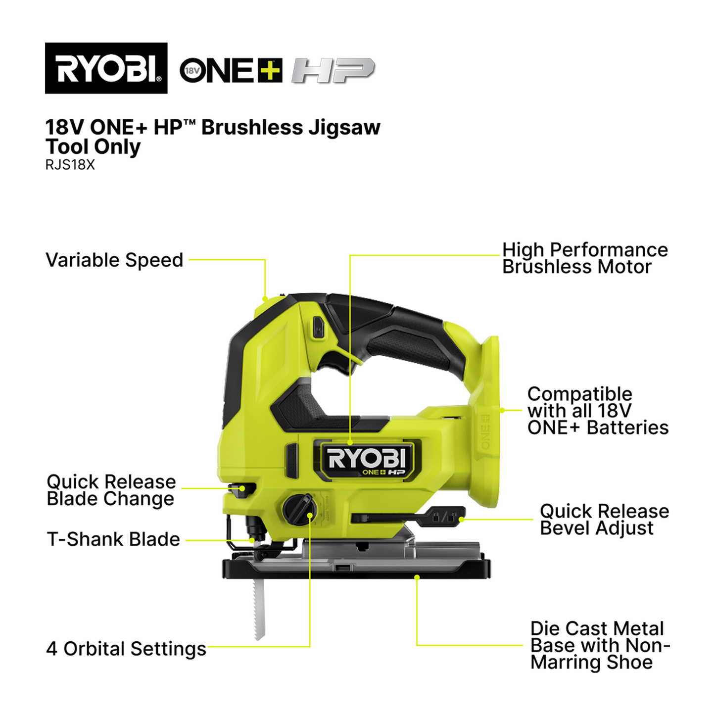 Ryobi Brushless Jigsaw - 18V - Tool Only