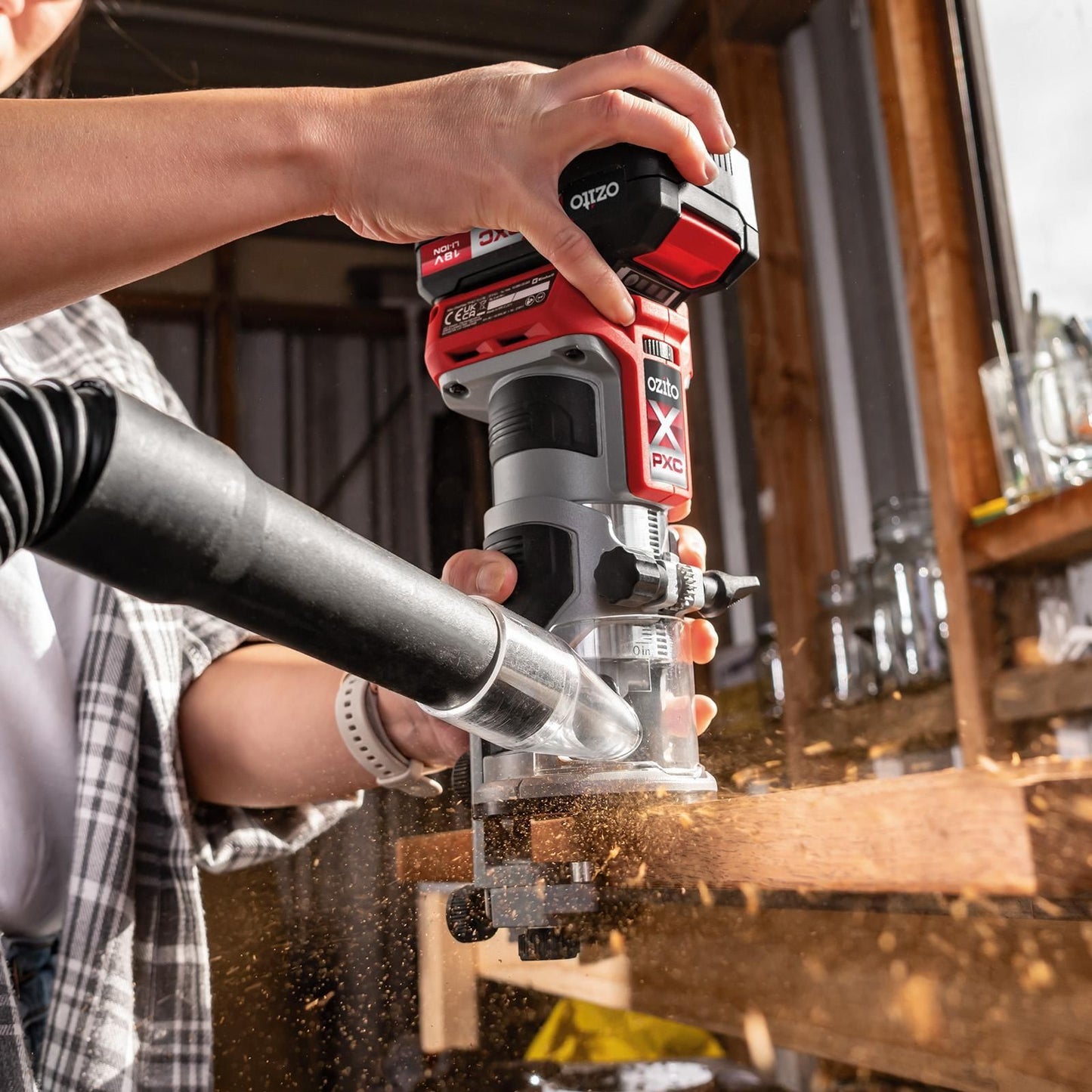 Ozito PXC Brushless Trim Router - 30000 RPM - Skin Only