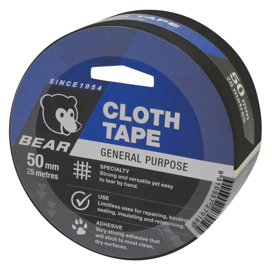 Norton Bear Black Cloth Tape - 50mm x 25m