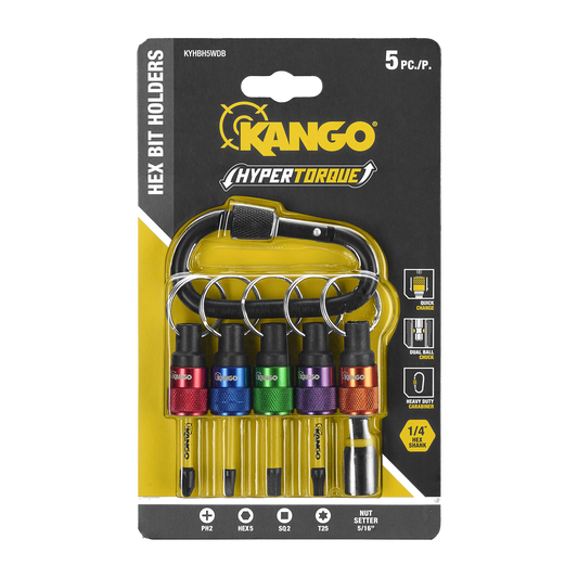 Kango HYPERTORQUE Hex Bit Holders with Mixed Impact Driving Bits 5 Piece