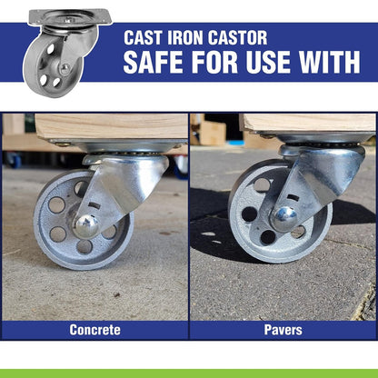 Easyroll Castor - 75mm - Cast Iron - High Load Capacity