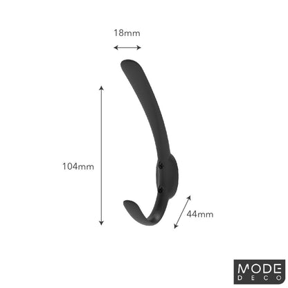 Mode Single Black Hat and Coat Hook - 17mm x 115mm x 45mm - Black