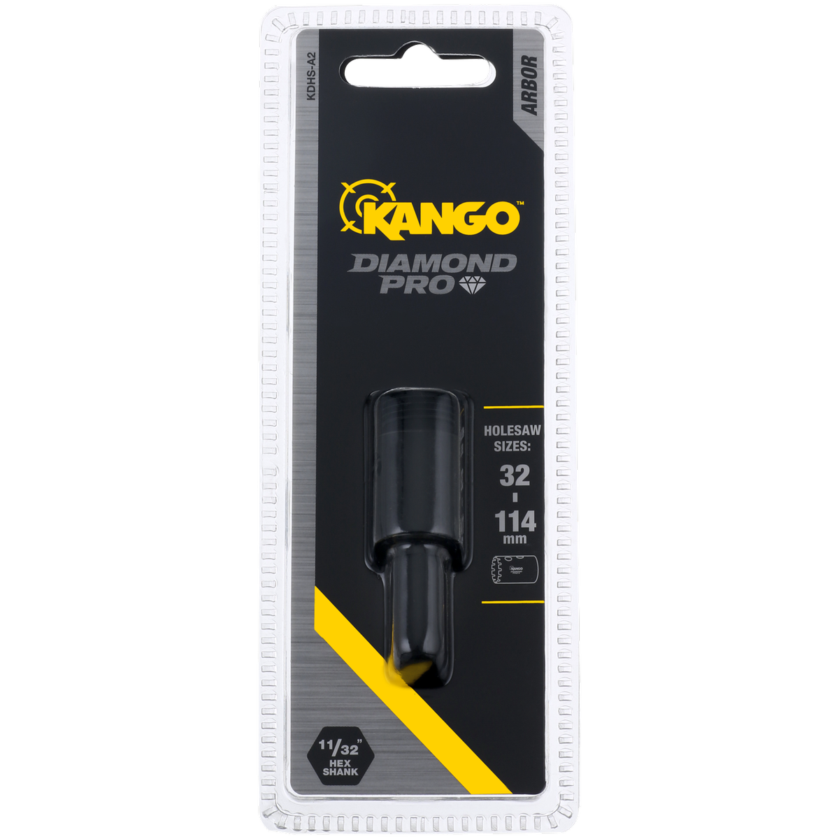 Kango 32 Diamond Holesaw Arbor 114mm - Yellow - KDHS-A2