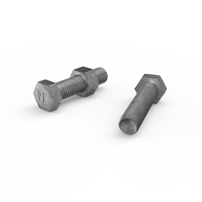 Zenith M12 x 50mm - Hot Dip Galvanised Hex Head Bolts & Nuts - 12 Pack