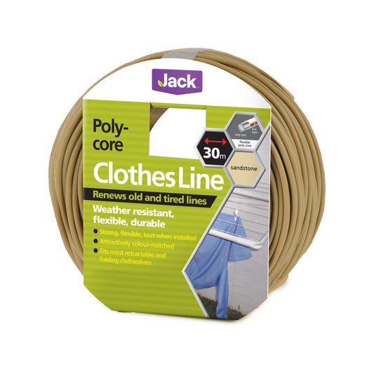Jack Poly Core Clothesline - 30m - Sandstone - 3mm