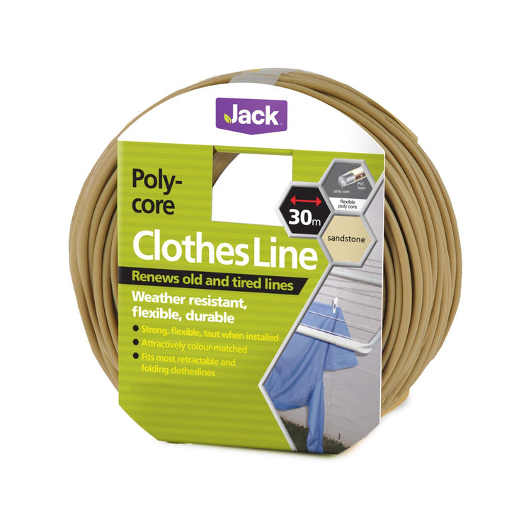 Jack Poly Core Clothesline - 30m - Sandstone - 3mm