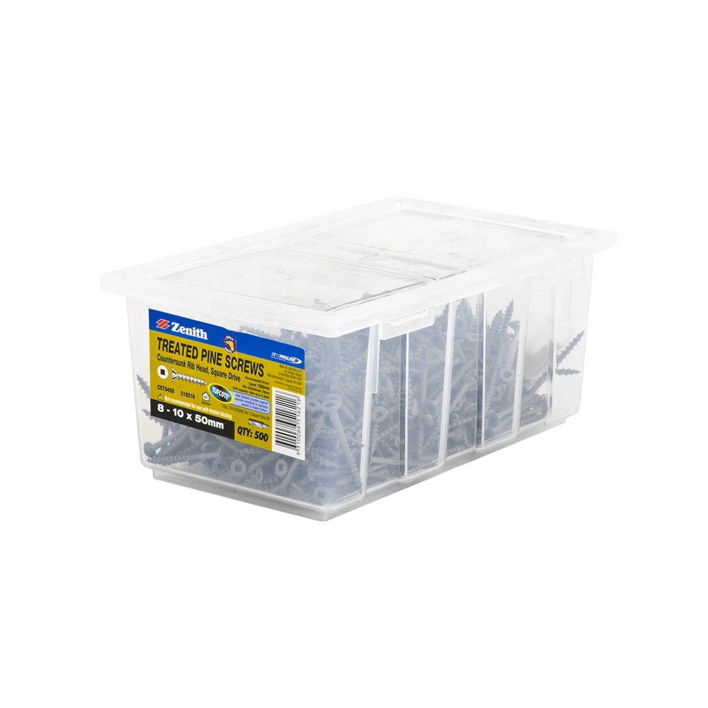 Zenith Tufcote Countersunk Rib Head Screws - 10 x 50mm - 500 Pack