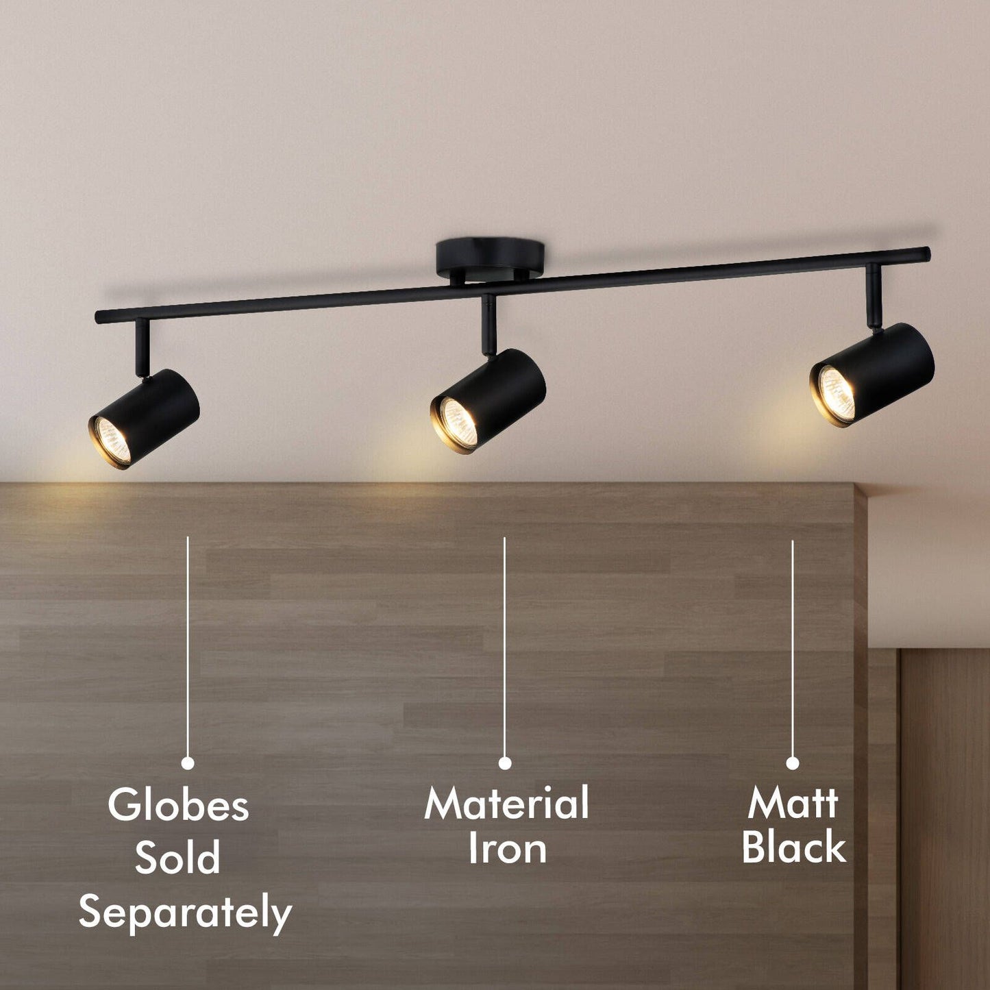 Verve Design Black Gabriella 3 Head Adjustable Spotlight - 1770mm