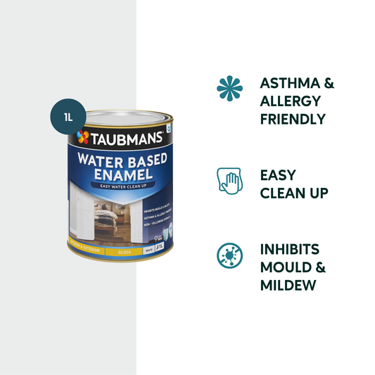 Taubmans White Gloss Water Based Enamel Paint - 1L